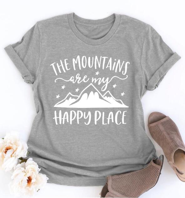 The Mountains Camping Are My Happy Place Statement Shirt-unisex-wanahavit-gray tee white text-S-wanahavit
