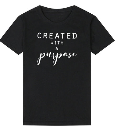Created With Purpose Christian Statement Shirt-unisex-wanahavit-black tee white text-XXL-wanahavit