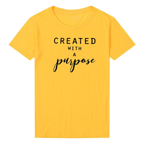 Load image into Gallery viewer, Created With Purpose Christian Statement Shirt-unisex-wanahavit-gold tee black text-XXL-wanahavit
