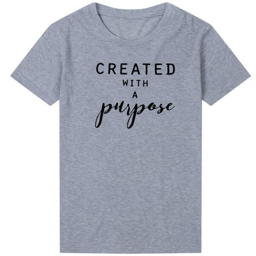 Load image into Gallery viewer, Created With Purpose Christian Statement Shirt-unisex-wanahavit-gray tee black text-L-wanahavit
