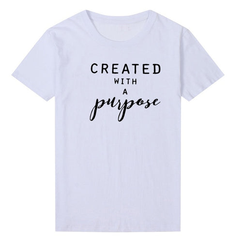 Load image into Gallery viewer, Created With Purpose Christian Statement Shirt-unisex-wanahavit-white tee black text-XXL-wanahavit
