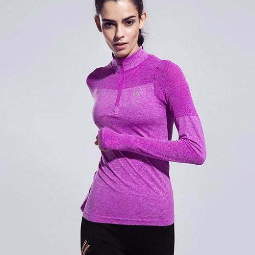 Load image into Gallery viewer, Quick Dry High Elastic Long Sleeve Tights-women fitness-wanahavit-Purple-L-wanahavit
