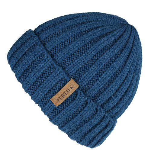 Warm Fleece Lining Casual Warm Knitted Winter Beanie-unisex-wanahavit-Blue 1-wanahavit