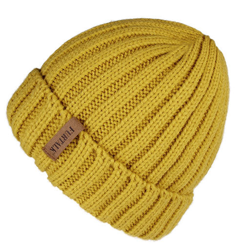 Load image into Gallery viewer, Warm Fleece Lining Casual Warm Knitted Winter Beanie-unisex-wanahavit-Yellow-wanahavit
