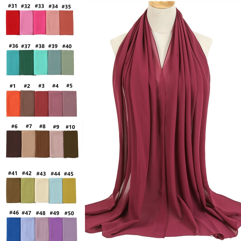Bubble Chiffon Silk Scarf Solid Color Bandana Shawl #2883-women-wanahavit-1-wanahavit