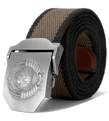 3D Soviet National Emblem Canvas Military Belt-men-wanahavit-Khaki Green-130cm-wanahavit