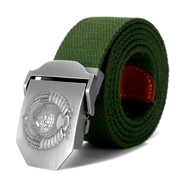 3D Soviet National Emblem Canvas Military Belt-men-wanahavit-Army Green-130cm-wanahavit