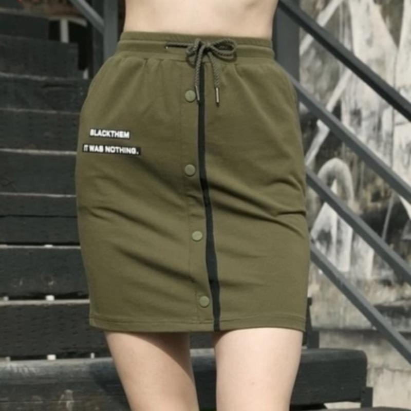 Cotton Slim Fit Army Green High Waist Skirt-women-wanahavit-Army Green-29-wanahavit