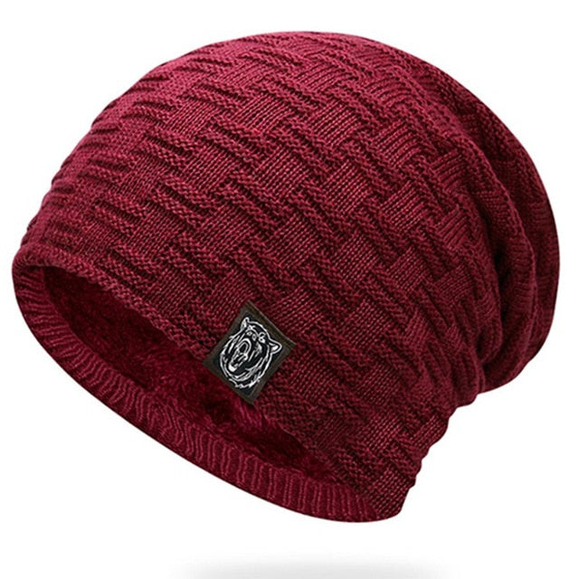 Add Fur Warm Ski Casual Warm Knitted Winter Beanie-unisex-wanahavit-Wine Red-54cm-62cm-wanahavit