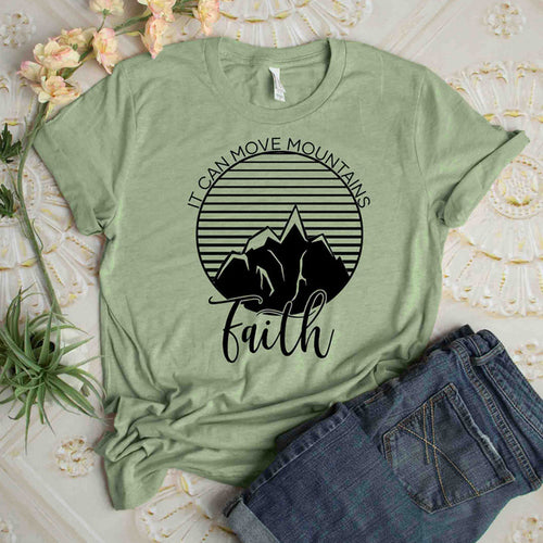 Load image into Gallery viewer, It Can Move Mountains Faith Christian Statement Shirt-unisex-wanahavit-olive tee black text-L-wanahavit
