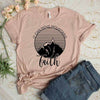 peach tee black text