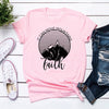 pink tee black text