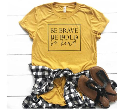 Load image into Gallery viewer, Be Brave Be Bold Be Kind Christian Statement Shirt-unisex-wanahavit-pink tee black text-L-wanahavit
