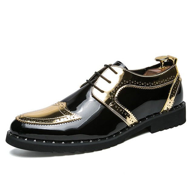 Luxury Golden Fashion Business Dress Oxford Brogue Shoes-men-wanahavit-Gold-6.5-wanahavit