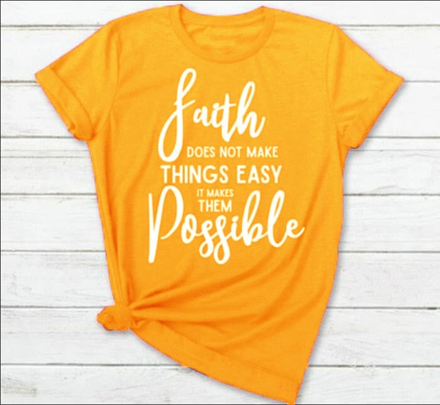 Faith Doesn't Make Things Easy But Possible Christian Statement Shirt-unisex-wanahavit-gold tee white text-XXXL-wanahavit