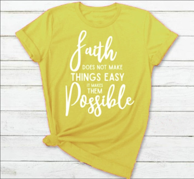 Faith Doesn't Make Things Easy But Possible Christian Statement Shirt-unisex-wanahavit-mustard-white text-XXXL-wanahavit