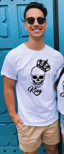 Skull King and Queen Matching Couple Tees-unisex-wanahavit-N145-MSTWH-S-wanahavit