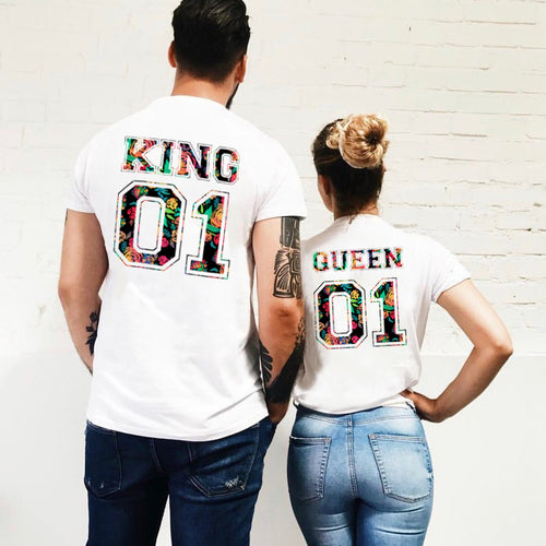 Load image into Gallery viewer, King &amp; Queen Abstract Matching Couple Tees-unisex-wanahavit-FU17-FSTWH-S-wanahavit
