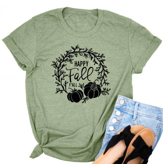 Happy Fall Y'all Pumpkin Holiday Statement Shirt-unisex-wanahavit-olive tee black text-XXXL-wanahavit