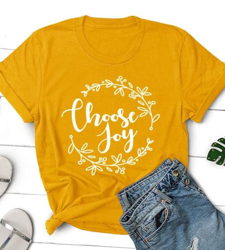 Choose Joy Christian Statement Shirt-unisex-wanahavit-gold tee white text-XXXL-wanahavit