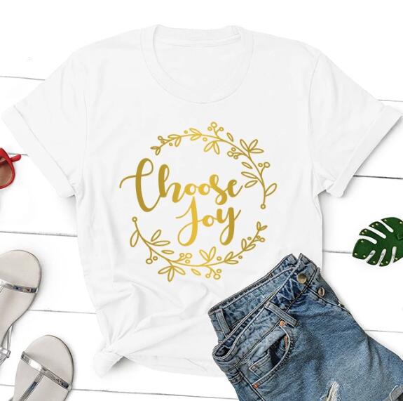 Choose Joy Christian Statement Shirt-unisex-wanahavit-white tee gold text-S-wanahavit