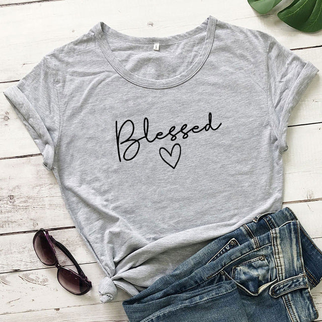Blessed Heart Christian Statement Shirt-unisex-wanahavit-gray tee black text-S-wanahavit