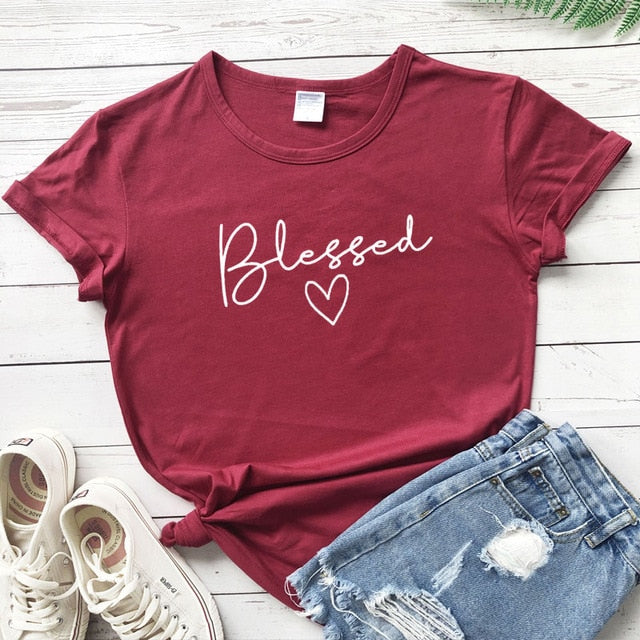 Blessed Heart Christian Statement Shirt-unisex-wanahavit-burgundy-white text-S-wanahavit