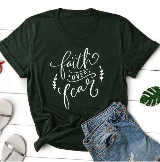 Faith Over Fear Christian Statement Shirt-unisex-wanahavit-black tee white text-M-wanahavit