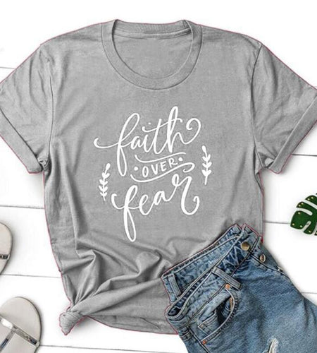 Faith Over Fear Christian Statement Shirt-unisex-wanahavit-gray tee white text-XXXL-wanahavit