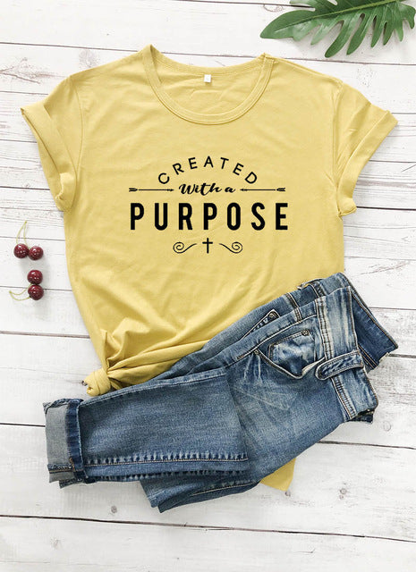 Created With A Purpose Cross Christian Statement Shirt-unisex-wanahavit-mustard-black text-M-wanahavit