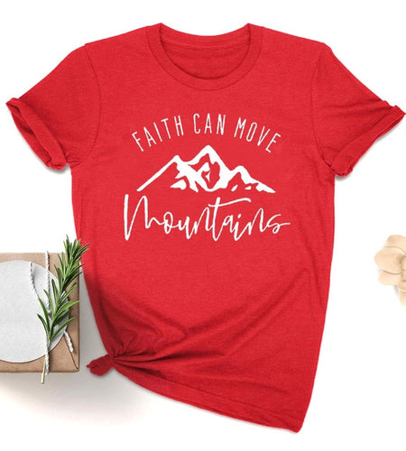 Faith Can Move Mountains Christian Statement Shirt-unisex-wanahavit-red tee white text-M-wanahavit