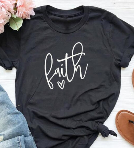 Faith Heart Christian Statement Shirt-unisex-wanahavit-black tee white text-XXL-wanahavit