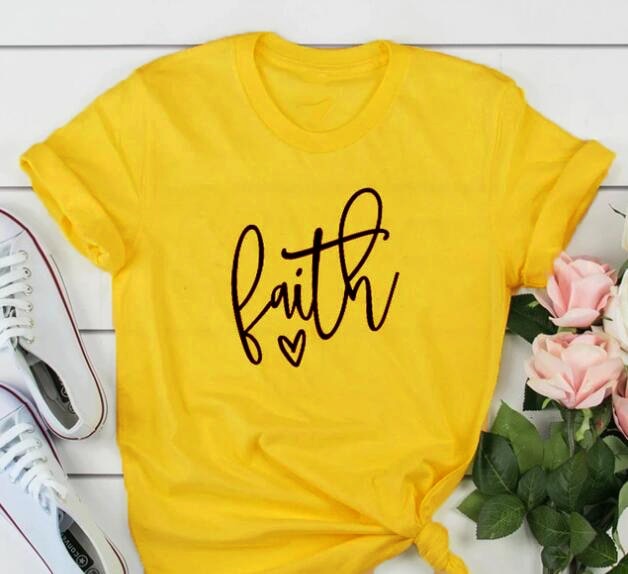 Faith Heart Christian Statement Shirt-unisex-wanahavit-gold tee black text-XXL-wanahavit