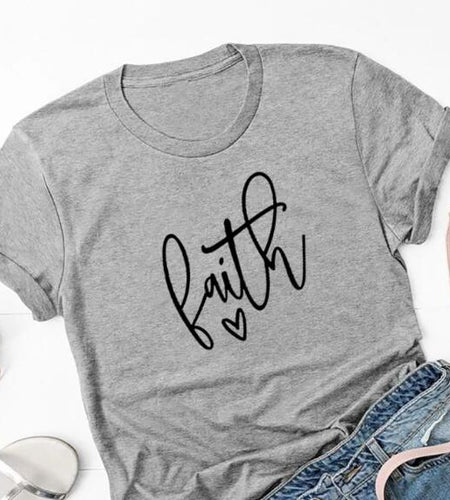 Faith Heart Christian Statement Shirt-unisex-wanahavit-gray tee black text-XXL-wanahavit