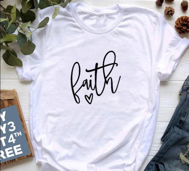 Faith Heart Christian Statement Shirt-unisex-wanahavit-white tee black text-XXL-wanahavit