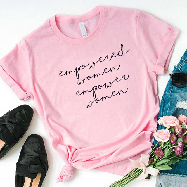 Empowered Women Empower Women Christian Statement Shirt-unisex-wanahavit-pink tee black text-XXL-wanahavit
