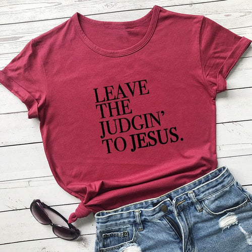 Load image into Gallery viewer, Leave The Judgin&#39; To Jesus Christian Statement Shirt-unisex-wanahavit-burgundy-white text-XXL-wanahavit
