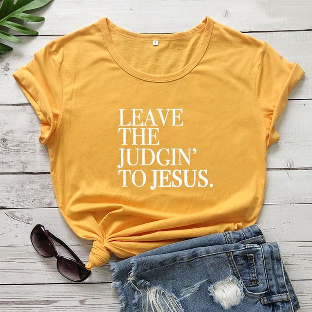 Leave The Judgin' To Jesus Christian Statement Shirt-unisex-wanahavit-gold tee white text-S-wanahavit