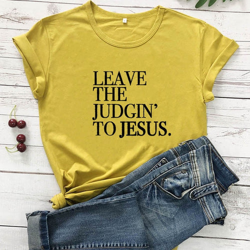 Load image into Gallery viewer, Leave The Judgin&#39; To Jesus Christian Statement Shirt-unisex-wanahavit-mustard-black text-S-wanahavit
