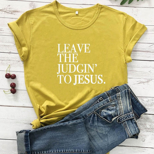 Load image into Gallery viewer, Leave The Judgin&#39; To Jesus Christian Statement Shirt-unisex-wanahavit-mustard-white text-S-wanahavit
