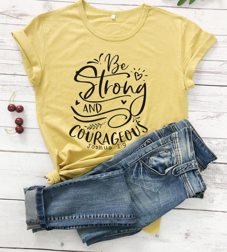 Be Strong And Courageous Joshua 1:9 Christian Statement Shirt-unisex-wanahavit-black tee white text-L-wanahavit