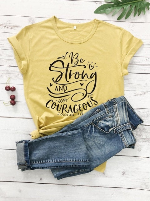 Be Strong And Courageous Joshua 1:9 Christian Statement Shirt-unisex-wanahavit-mustard-black text-S-wanahavit