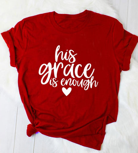 His Grace Is Enough Christian Statement Shirt-unisex-wanahavit-red tee white text-L-wanahavit