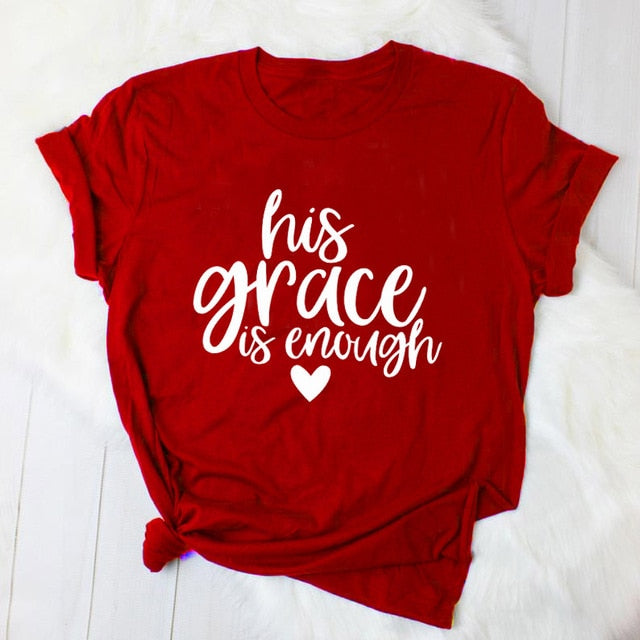His Grace Is Enough Christian Statement Shirt-unisex-wanahavit-red tee white text-L-wanahavit