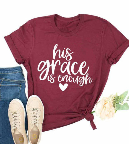 His Grace Is Enough Christian Statement Shirt-unisex-wanahavit-burgundy-white text-XXL-wanahavit