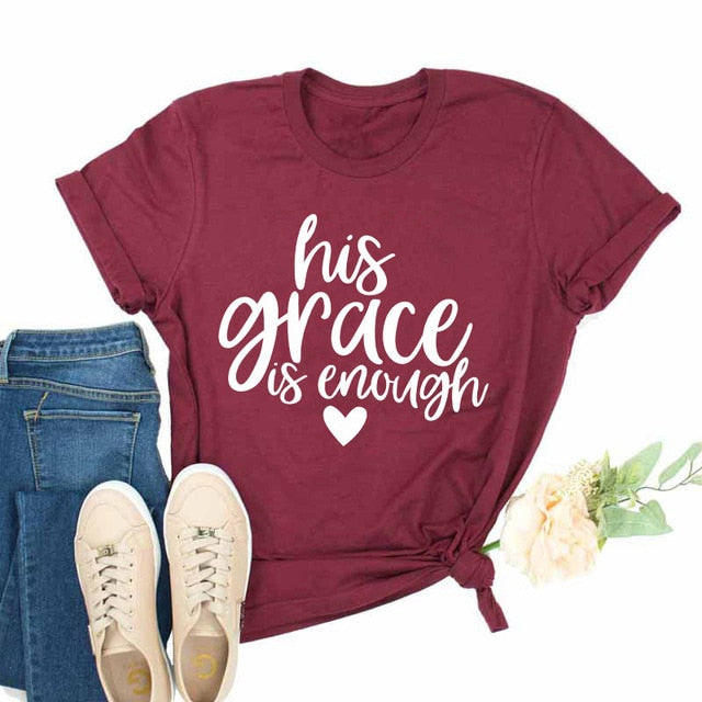 His Grace Is Enough Christian Statement Shirt-unisex-wanahavit-burgundy-white text-XXL-wanahavit