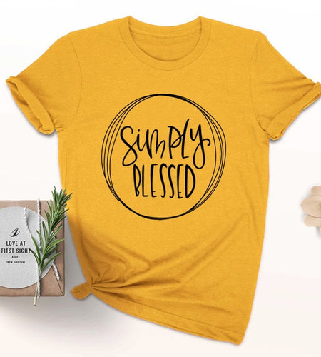 Simply Blessed Christian Statement Shirt-unisex-wanahavit-gold tee black text-S-wanahavit