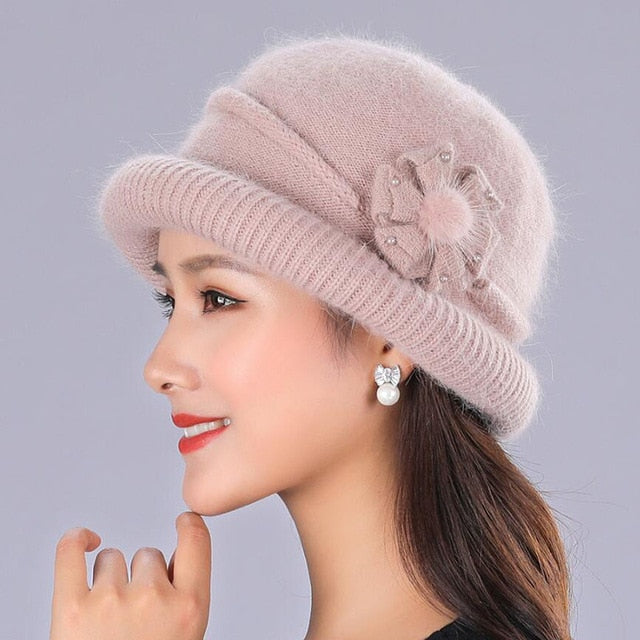 Winter Rabbit Wool Casual Warm Knitted Winter Beanie And Scarf-women-wanahavit-light khaki hat-wanahavit