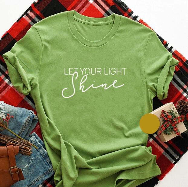 Let Your Light Shine Christian Statement Shirt-unisex-wanahavit-olive tee white text-XXXL-wanahavit