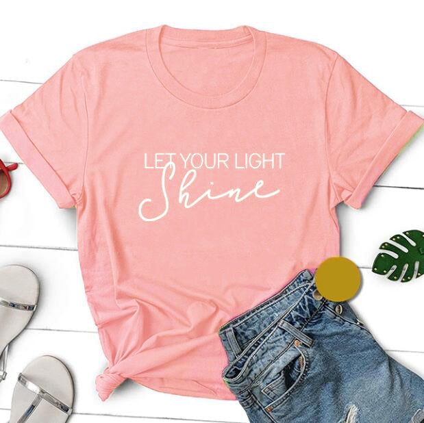 Let Your Light Shine Christian Statement Shirt-unisex-wanahavit-peach tee white text-XXXL-wanahavit